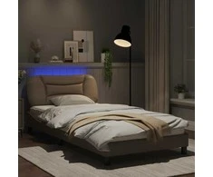 Lova Lovos rėmas su LED, kapučino spalvos, 100x200cm, dirbtinė oda