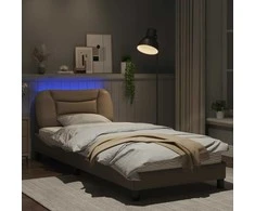 Lova Lovos rėmas su LED, kapučino spalvos, 80x200cm, dirbtinė oda