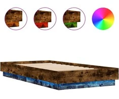 Lova Lovos rėmas su LED lemputėmis, dūminio ąžuolo spalvos, 75x190cm