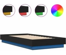 Lova Lovos rėmas su LED lemputėmis, juodos spalvos, 75x190cm
