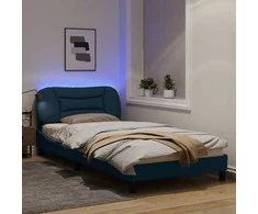 Lova Lovos rėmas su LED, mėlynos spalvos, 100x200cm, audinys