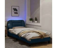 Lova Lovos rėmas su LED, mėlynos spalvos, 80x200cm, audinys