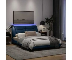 Lova Lovos rėmas su LED, mėlynos spalvos, 140x190cm, audinys