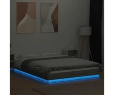 Lova Lovos rėmas su LED, pilkas ąžuolo, 120x190cm, apdirbta mediena