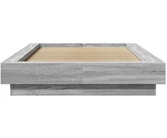 Lova Lovos rėmas su LED, pilkas ąžuolo, 100x200cm, apdirbta mediena