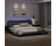 Lova Lovos rėmas su LED, pilkos spalvos, 200x200cm, dirbtinė oda