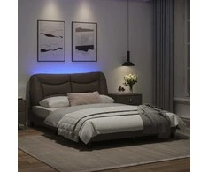 Lova Lovos rėmas su LED, pilkos spalvos, 140x190cm, dirbtinė oda