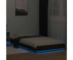 Lova Lovos rėmas su LED, rudas ąžuolo, 100x200cm, apdirbta mediena