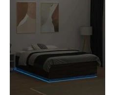 Lova Lovos rėmas su LED, rudas ąžuolo, 120x190cm, apdirbta mediena