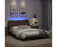Lova Lovos rėmas su LED, rudos spalvos, 140x190cm, dirbtinė oda