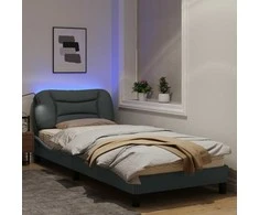 Lova Lovos rėmas su LED, šviesiai pilkas, 90x190cm, audinys
