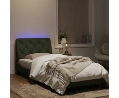 Lovos rėmas su LED, šviesiai pilkas, 90x190cm, aksomas