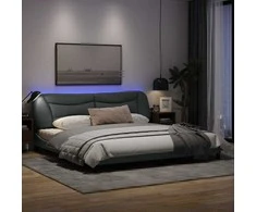 Lova Lovos rėmas su LED, šviesiai pilkas, 200x200cm, audinys