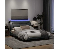 Lova Lovos rėmas su LED, šviesiai pilkas, 140x200cm, audinys