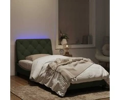 Lova Lovos rėmas su LED, šviesiai pilkas, 90x200cm, aksomas