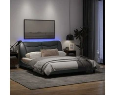 Lova Lovos rėmas su LED, šviesiai pilkas, 160x200cm, audinys