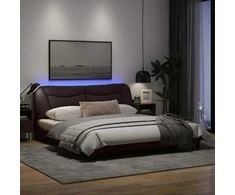 Lovos rėmas su LED, tamsiai rudas, 180x200cm, audinys