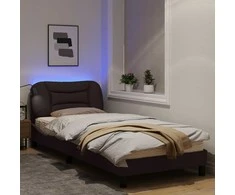 Lova Lovos rėmas su LED, tamsiai rudas, 90x190cm, audinys