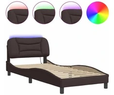 Lova Lovos rėmas su LED, tamsiai rudas, 90x200cm, audinys