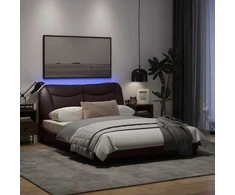 Lova Lovos rėmas su LED, tamsiai rudas, 140x190cm, audinys