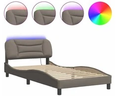 Lova Lovos rėmas su LED, taupe spalvos, 100x200cm, audinys