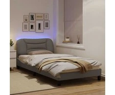 Lovos rėmas su LED, taupe spalvos, 100x200cm, audinys