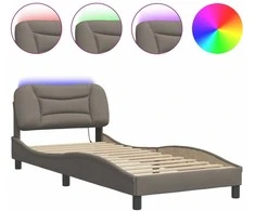 Lovos rėmas su LED, taupe spalvos, 80x200cm, audinys