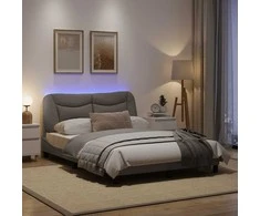 Lova Lovos rėmas su LED, taupe spalvos, 140x190cm, audinys