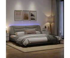 Lova Lovos rėmas su LED, taupe spalvos, 200x200cm, audinys