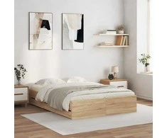 Lova Lovos rėmas su stalčiais, ąžuolo, 135x190cm, apdirbta mediena
