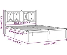 Lova Metalinis lovos rėmas su galvūgaliu, juodos spalvos, 135x190cm