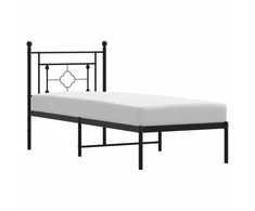 Lova Metalinis lovos rėmas su galvūgaliu, juodos spalvos, 75x190cm