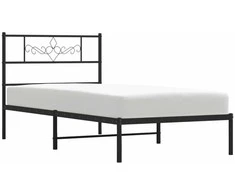 Metalinis lovos rėmas su galvūgaliu, juodos spalvos, 90x200cm