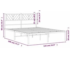 Lova Metalinis lovos rėmas su galvūgaliu, juodos spalvos, 135x190cm