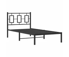 Metalinis lovos rėmas su galvūgaliu, juodos spalvos, 90x200cm