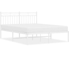 Lova Metalinis lovos rėmas su galvūgaliu, baltos spalvos, 135x190cm