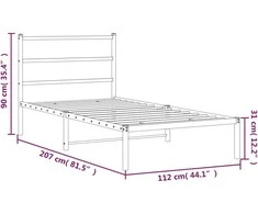 Lova Metalinis lovos rėmas su galvūgaliu, juodos spalvos, 107x203cm