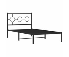 Metalinis lovos rėmas su galvūgaliu, juodos spalvos, 100x200cm
