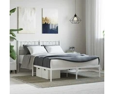 Lova Metalinis lovos rėmas su galvūgaliu, baltos spalvos, 135x190cm
