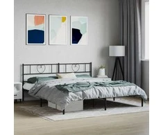 Lova Metalinis lovos rėmas su galvūgaliu, juodos spalvos, 200x200cm
