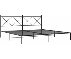 Metalinis lovos rėmas su galvūgaliu, juodos spalvos, 200x200cm