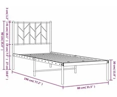 Lova Metalinis lovos rėmas su galvūgaliu, juodos spalvos, 75x190cm