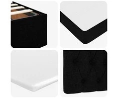 Osmanų lovos rėmas su čiužiniais, juodas, 200x200cm, audinys