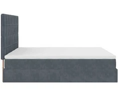 Osmanų lovos rėmas su čiužiniais, pilkas, 200x200cm, aksomas