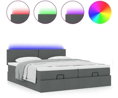 Lova Osmanų lovos rėmas su čiužiniais, pilkas, 200x200cm, audinys