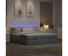 Lova Osmanų lovos rėmas su čiužiniais, pilkas, 180x200cm, audinys
