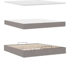 Lova Osmanų lovos rėmas su čiužiniais, taupe, 200x200cm, audinys