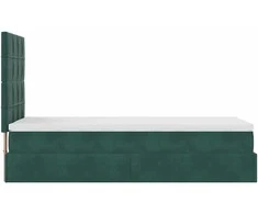 Osmanų lovos rėmas su čiužiniais, žalias, 90x190cm, aksomas
