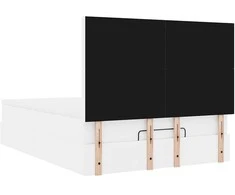 Osmanų lovos rėmas su čiužiniu, balta, 140x200cm, dirbtinė oda
