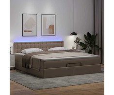 Osmanų lova su čiužiniais ir LED, 160x200cm, dirbtinė oda